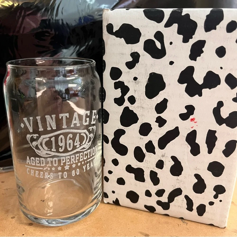 NWT - Spotted Dog Company Vintage “1964”Etched 16oz Can Glass